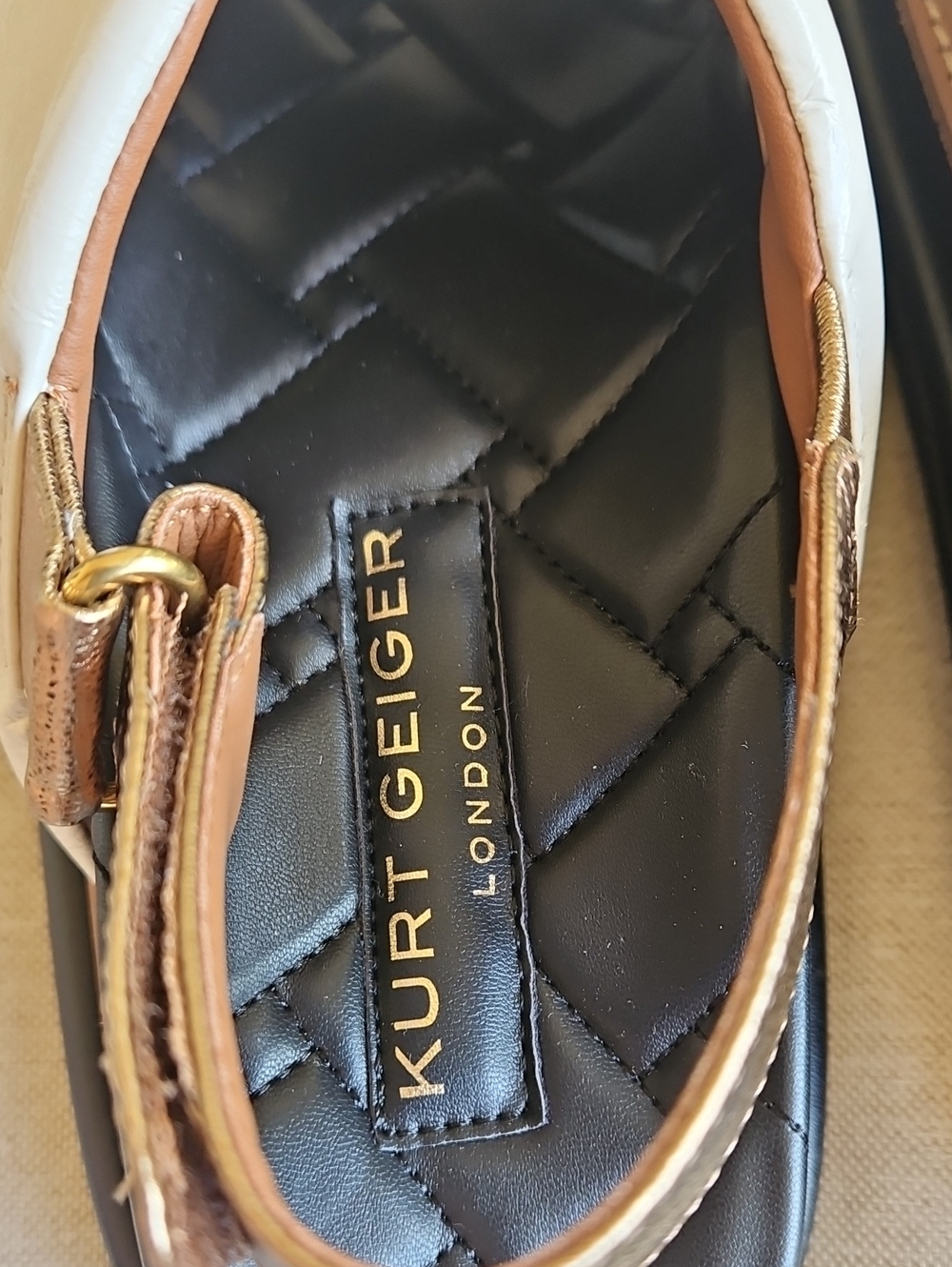 Kurt Geiger London Orson Cross Strap Leather Platform Sandals White Gold EU40, 9 - Picture 9 of 12